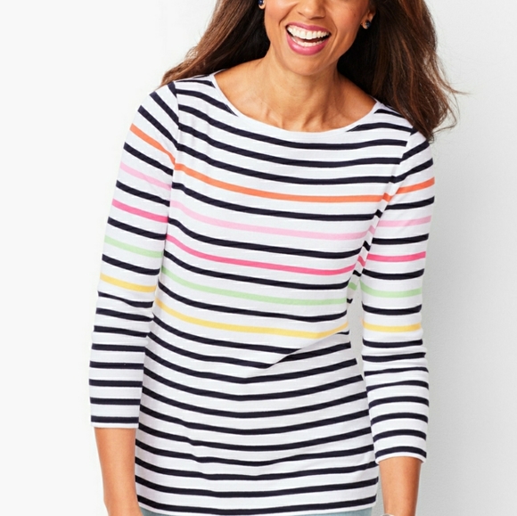 Talbots Tops - Talbots | Perfect Tee 3/4 Sleeve Multicolor Stripe